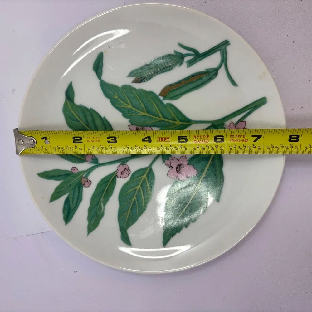 Vtg Horchow Japan Botanical Salad Plates Set of 4 Ginger & Sesame Plants 7.75